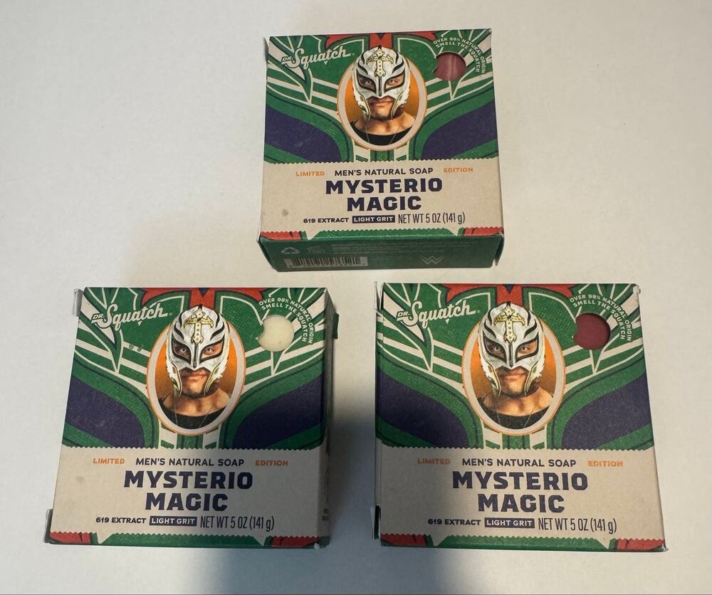 Dr. Squatch Mysterio Magic Soap Lot of 3 WWE Limited Edition New